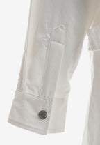 Camisa oversize con diseño entrelazado y motivo circular bordado | MWM [PS_COLORS:WHITE]