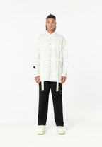Camisa oversize con diseño entrelazado y motivo circular bordado | MWM [PS_COLORS:WHITE]