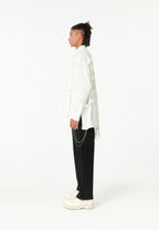 Camisa oversize con diseño entrelazado y motivo circular bordado | MWM [PS_COLORS:WHITE]