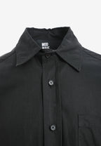 Camisa de corte japonés con puños abiertos y X de cordones cruzados | MWM [PS_COLORS:BLACK]
