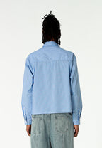 Camisa corta con bolsillos laterales y cierre de inspiración asiatica | MWM [PS_COLORS:BLUE]