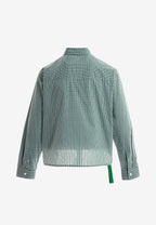 Camisa corta con bolsillos laterales y cierre de inspiración asiatica | MWM [PS_COLORS:GREEN]