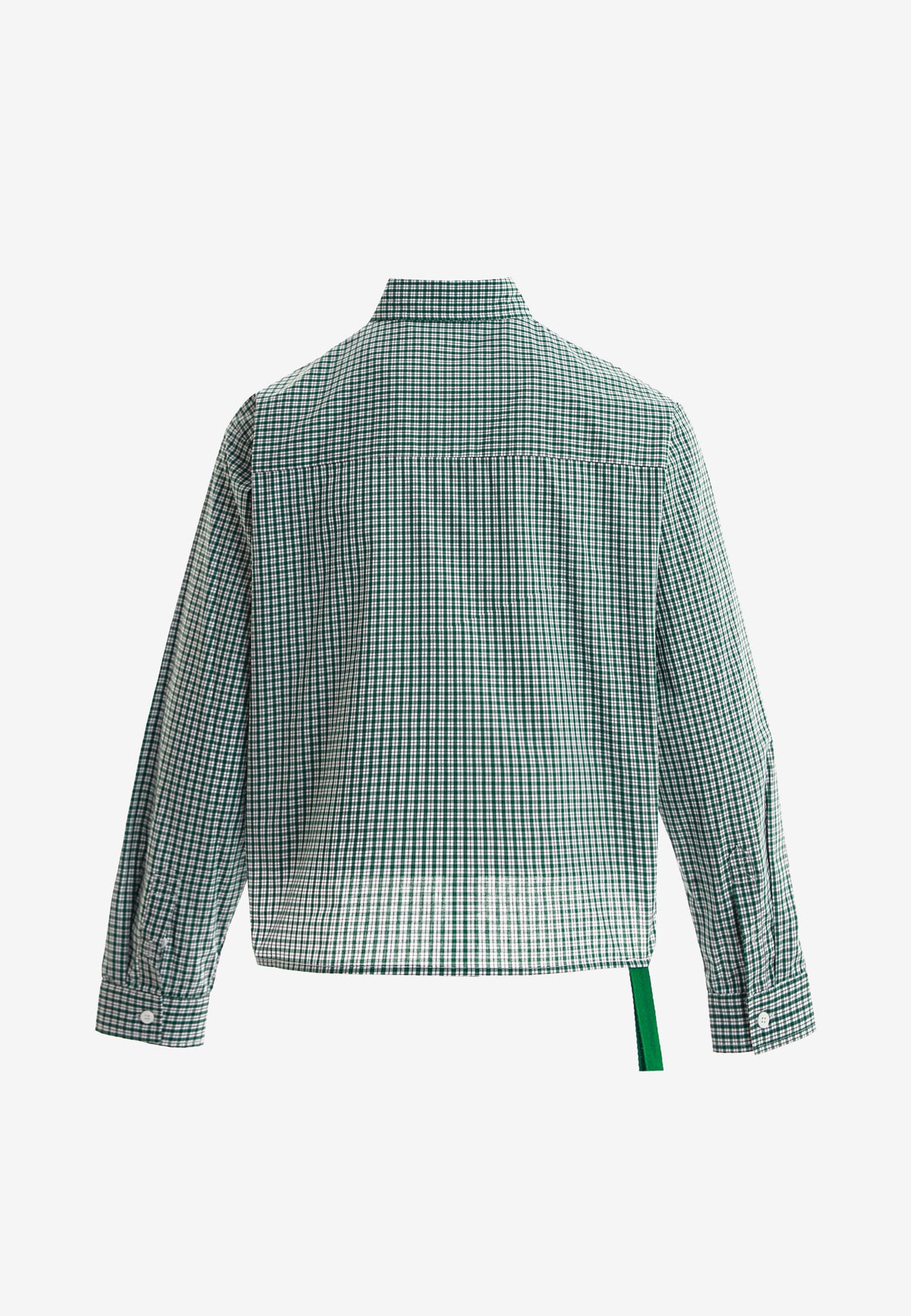 Camisa corta con bolsillos laterales y cierre de inspiración asiatica | MWM [PS_COLORS:GREEN]