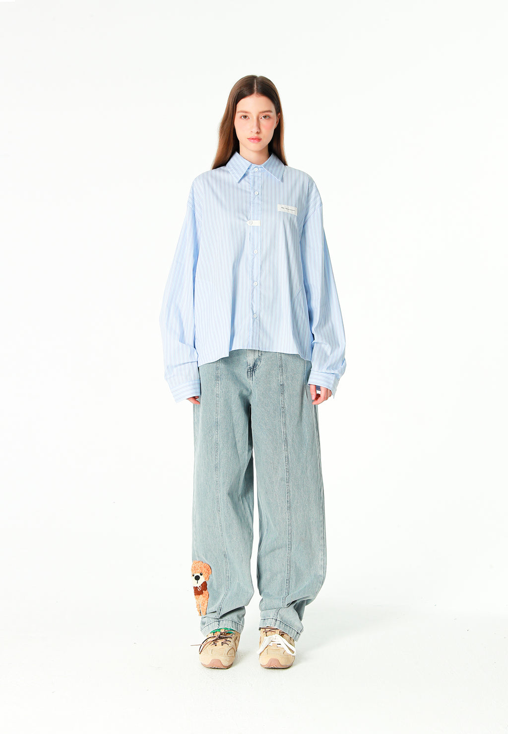 Camisa corta con bolsillos laterales y cierre chino | MWM [PS_COLORS:BLUE]