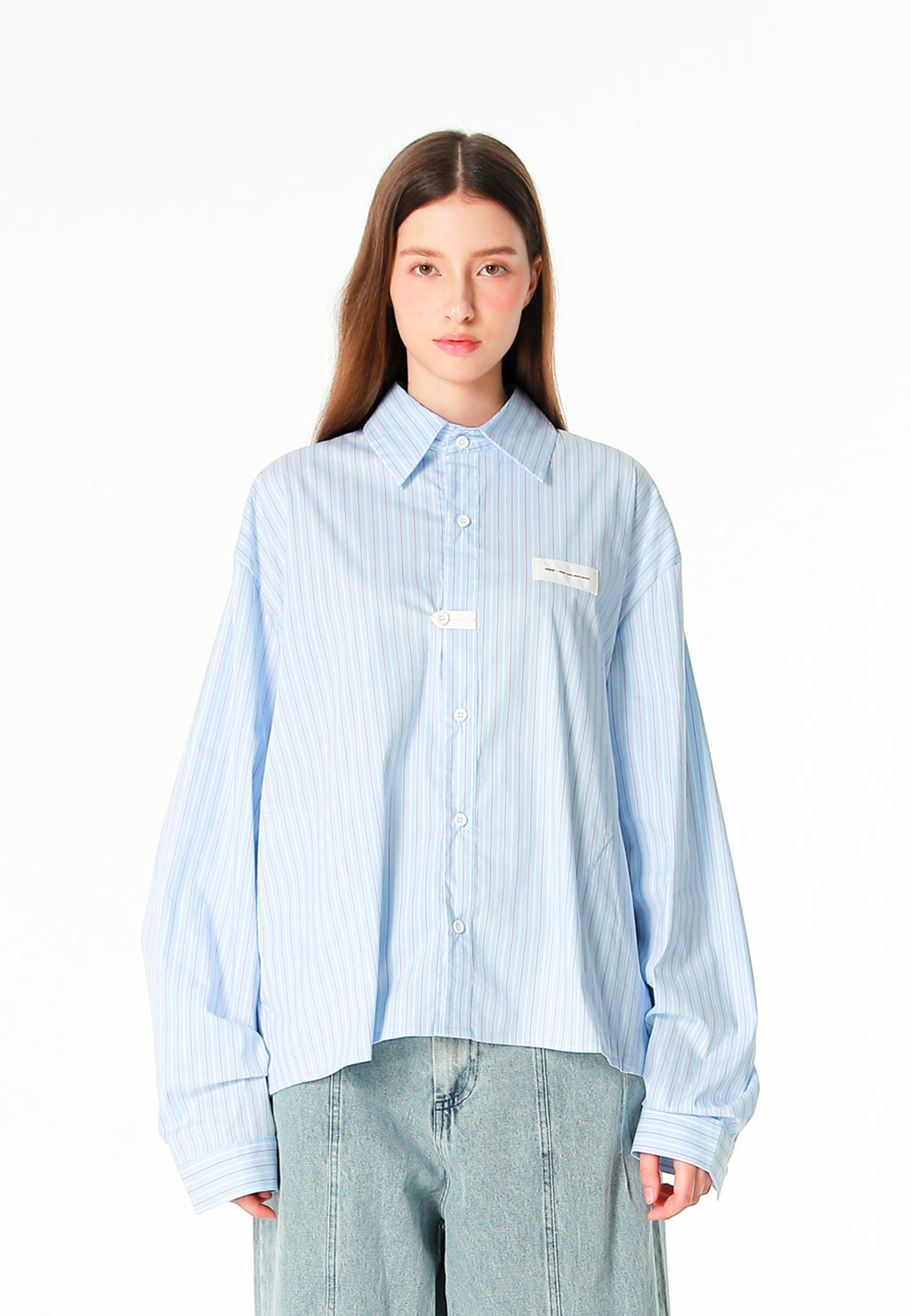 Camisa corta con bolsillos laterales y cierre chino | MWM [PS_COLORS:BLUE]