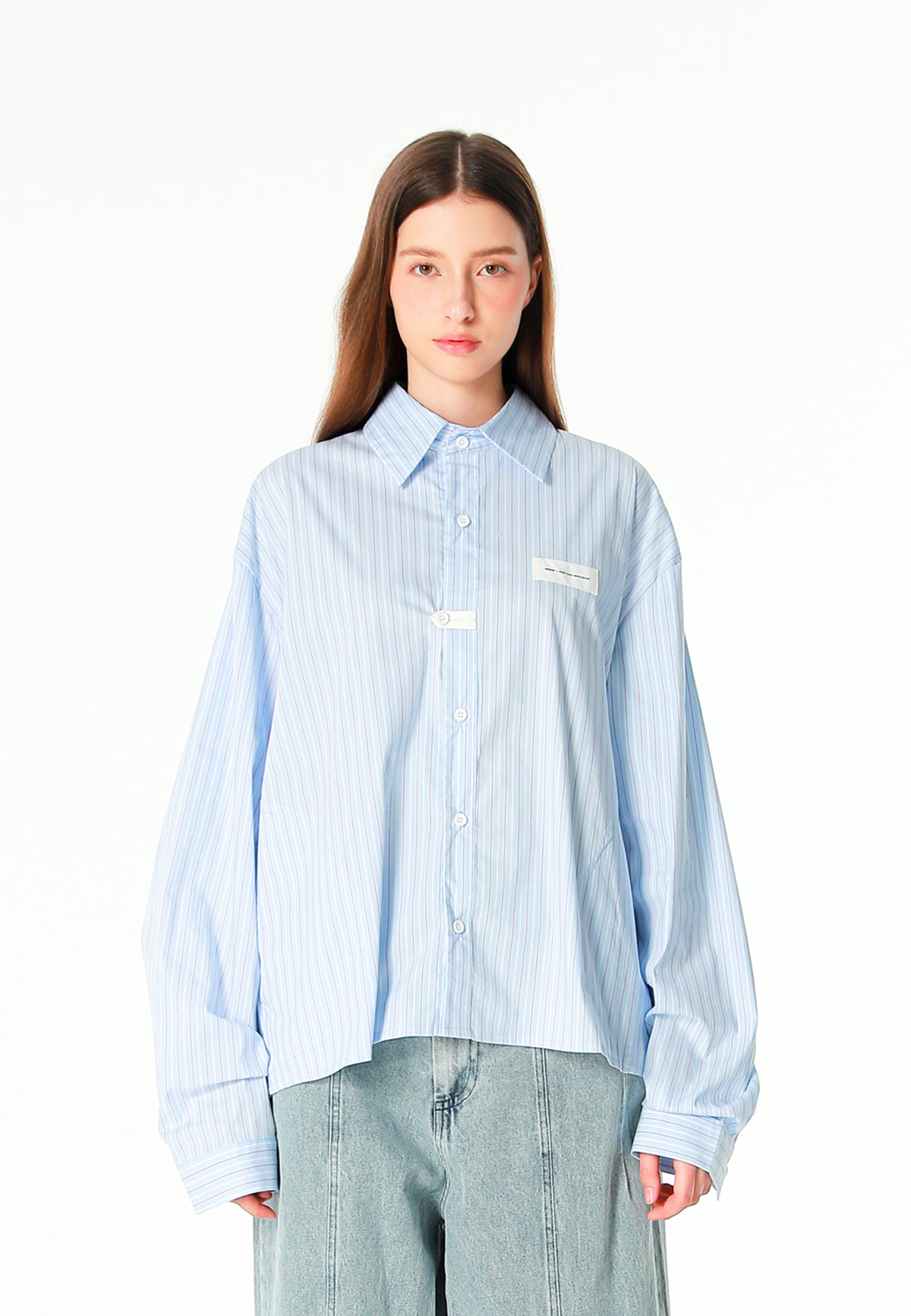 Camisa corta con bolsillos laterales y cierre chino | MWM [PS_COLORS:BLUE]