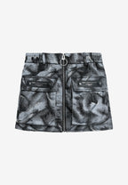 Minifalda jacquard de chenilla con brillo, cremallera y bolsillos frontales | MWM [PS_COLORS:BLACK]
