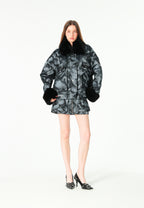 Minifalda jacquard de chenilla con brillo, cremallera y bolsillos frontales | MWM [PS_COLORS:BLACK]