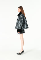Minifalda jacquard de chenilla con brillo, cremallera y bolsillos frontales | MWM [PS_COLORS:BLACK]