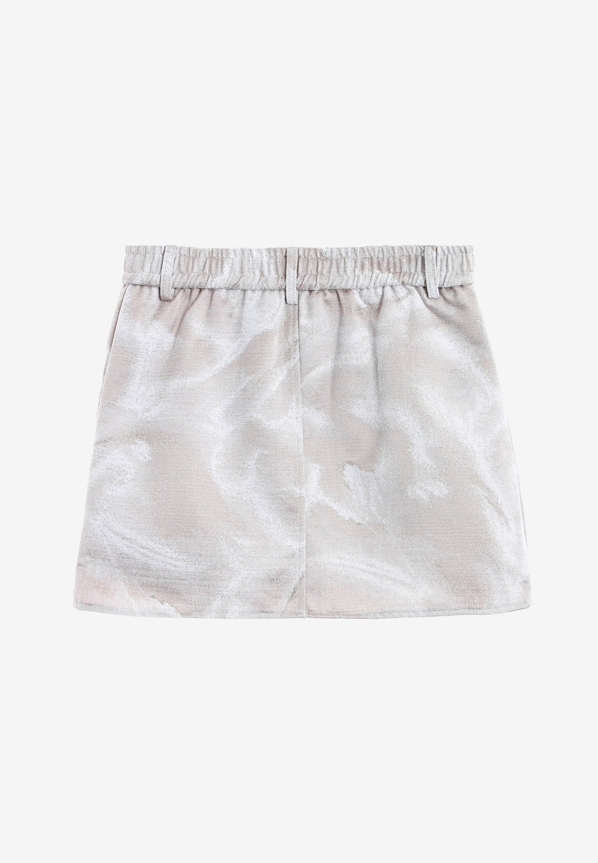 Minifalda jacquard de chenilla con brillo, cremallera y bolsillos frontales | MWM [PS_COLORS:IVORY]