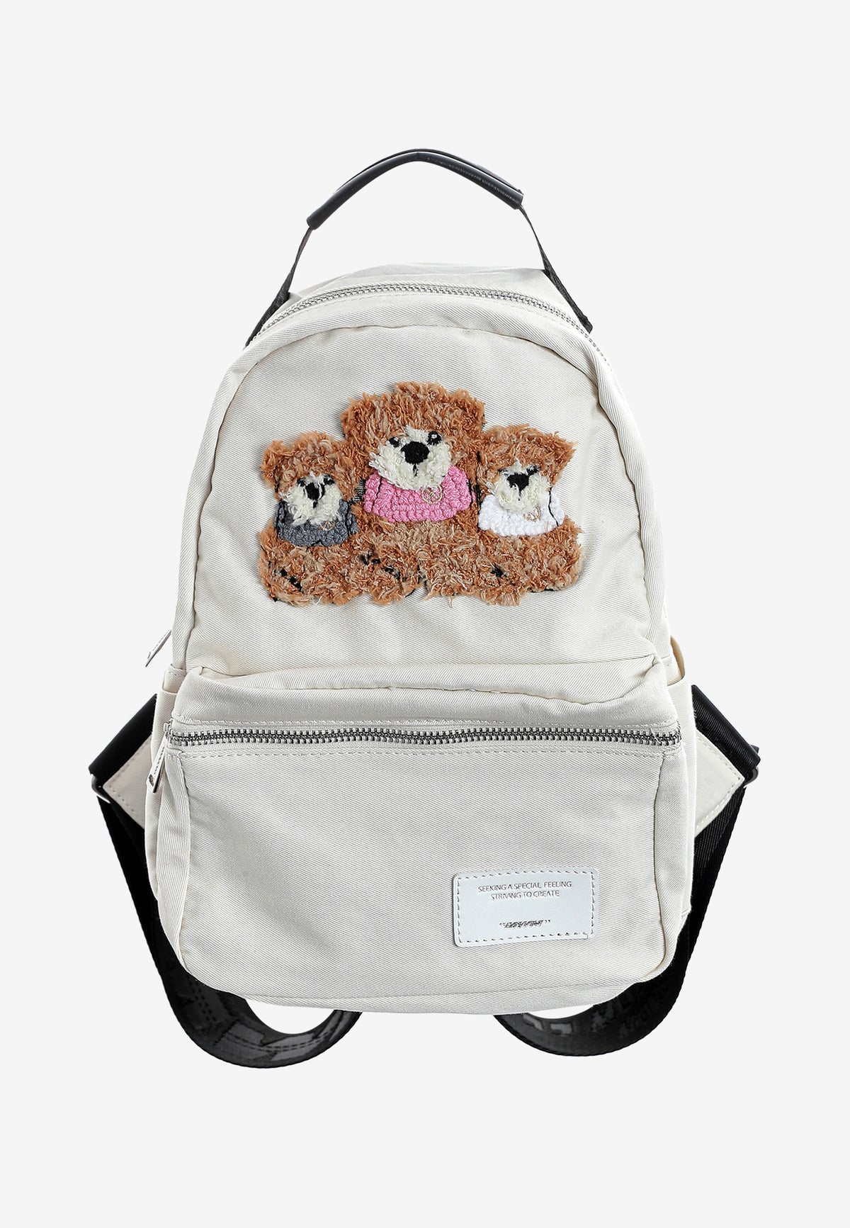 Mini mochila con osos Teddy y bolsillo frontal | MWM [PS_COLORS:ECRU]
