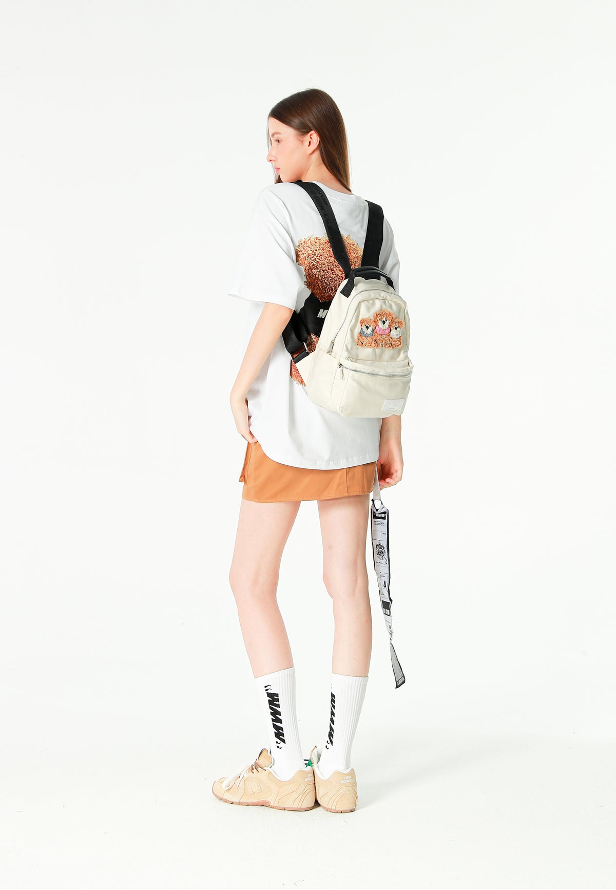 Mini mochila con osos Teddy y bolsillo frontal | MWM [PS_COLORS:ECRU]