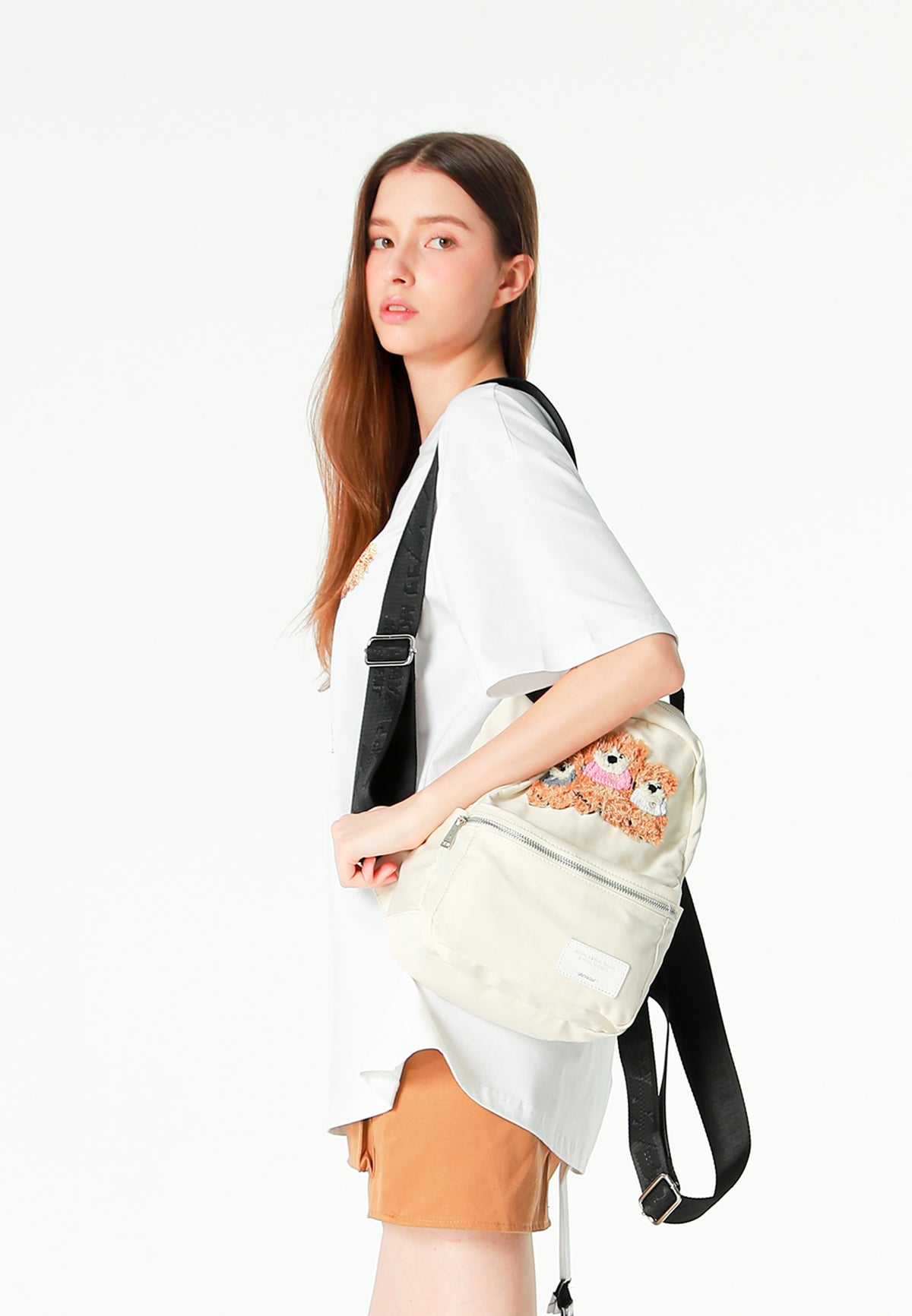 Mini mochila con osos Teddy y bolsillo frontal | MWM [PS_COLORS:ECRU]
