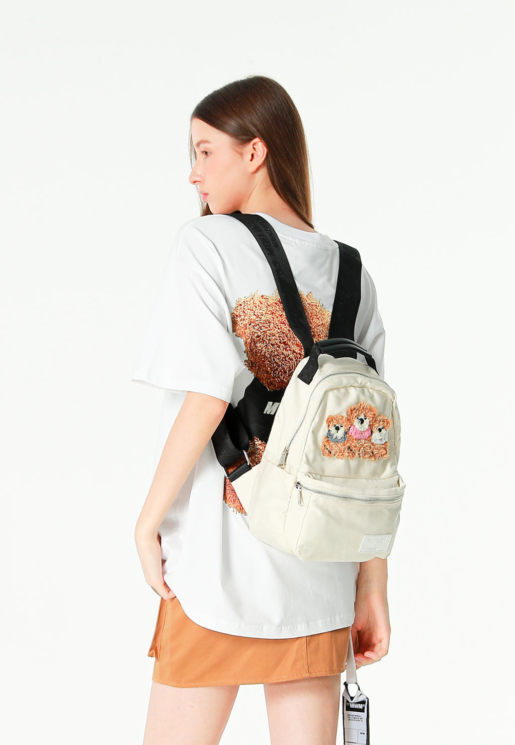 Mini mochila con osos Teddy y bolsillo frontal | MWM [PS_COLORS:ECRU]
