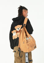Mochila con osos Teddy y bolsillo frontal | MWM [PS_COLORS:CAMEL]