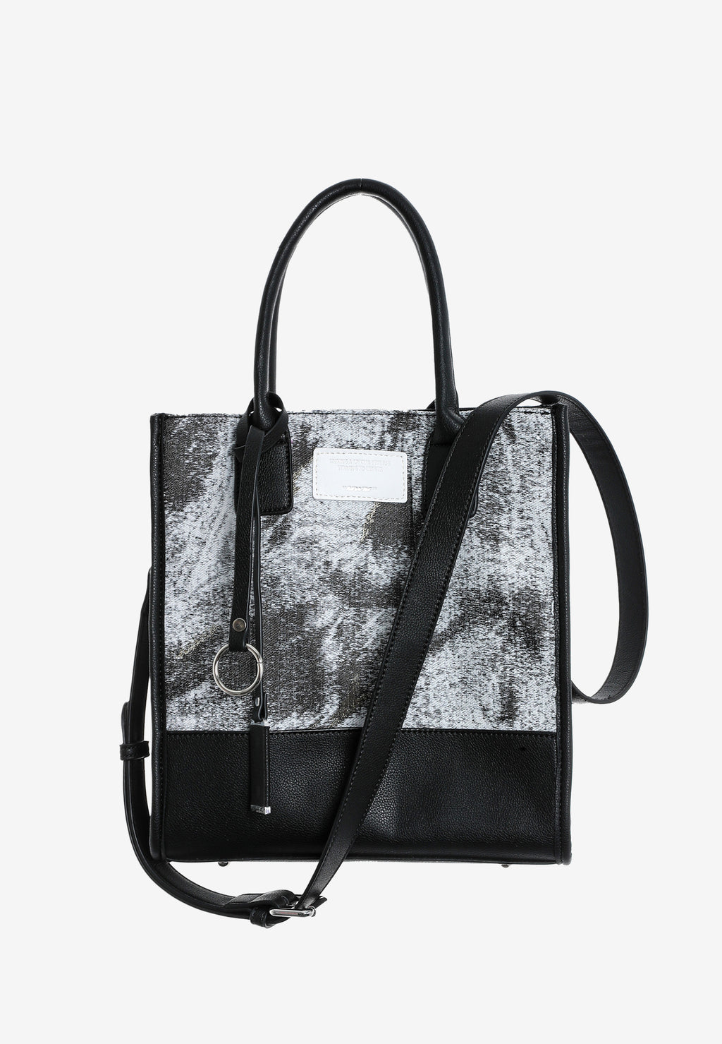 Bolso shopper con panel texturizado y correa bandolera | MWM [PS_COLORS:GREY]
