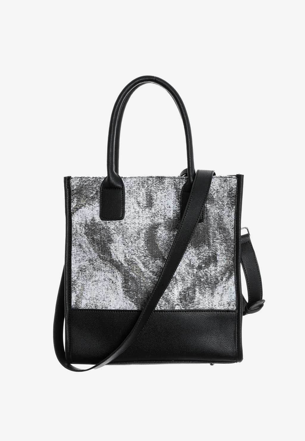 Bolso shopper con panel texturizado y correa bandolera | MWM [PS_COLORS:GREY]