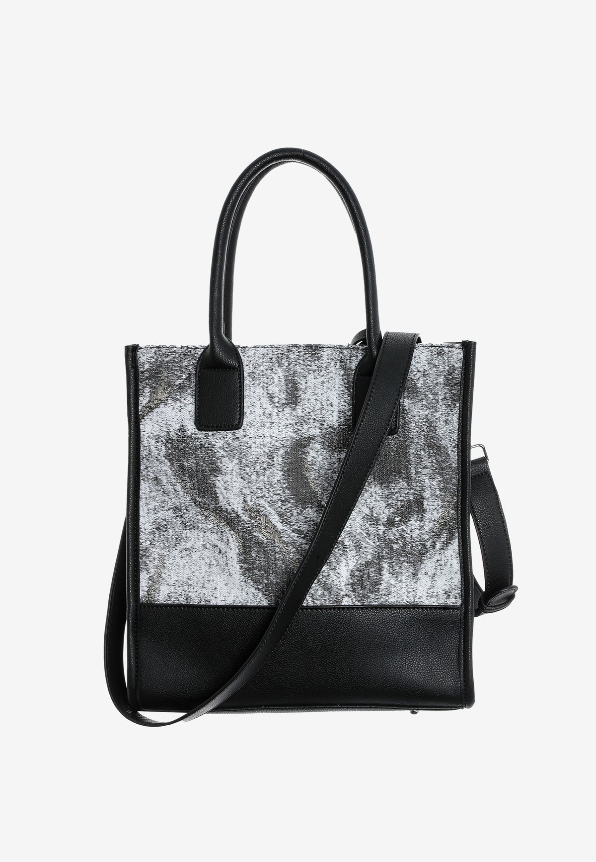 Bolso shopper con panel texturizado y correa bandolera | MWM [PS_COLORS:GREY]