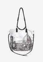 Bolso shopper estampado con asas de cordón y bandolera | MWM [PS_COLORS:BROWN]