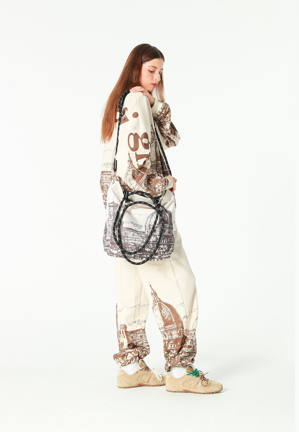 Bolso shopper estampado con asas de cordón y bandolera | MWM [PS_COLORS:BROWN]