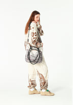 Bolso shopper estampado con asas de cordón y bandolera | MWM [PS_COLORS:BROWN]