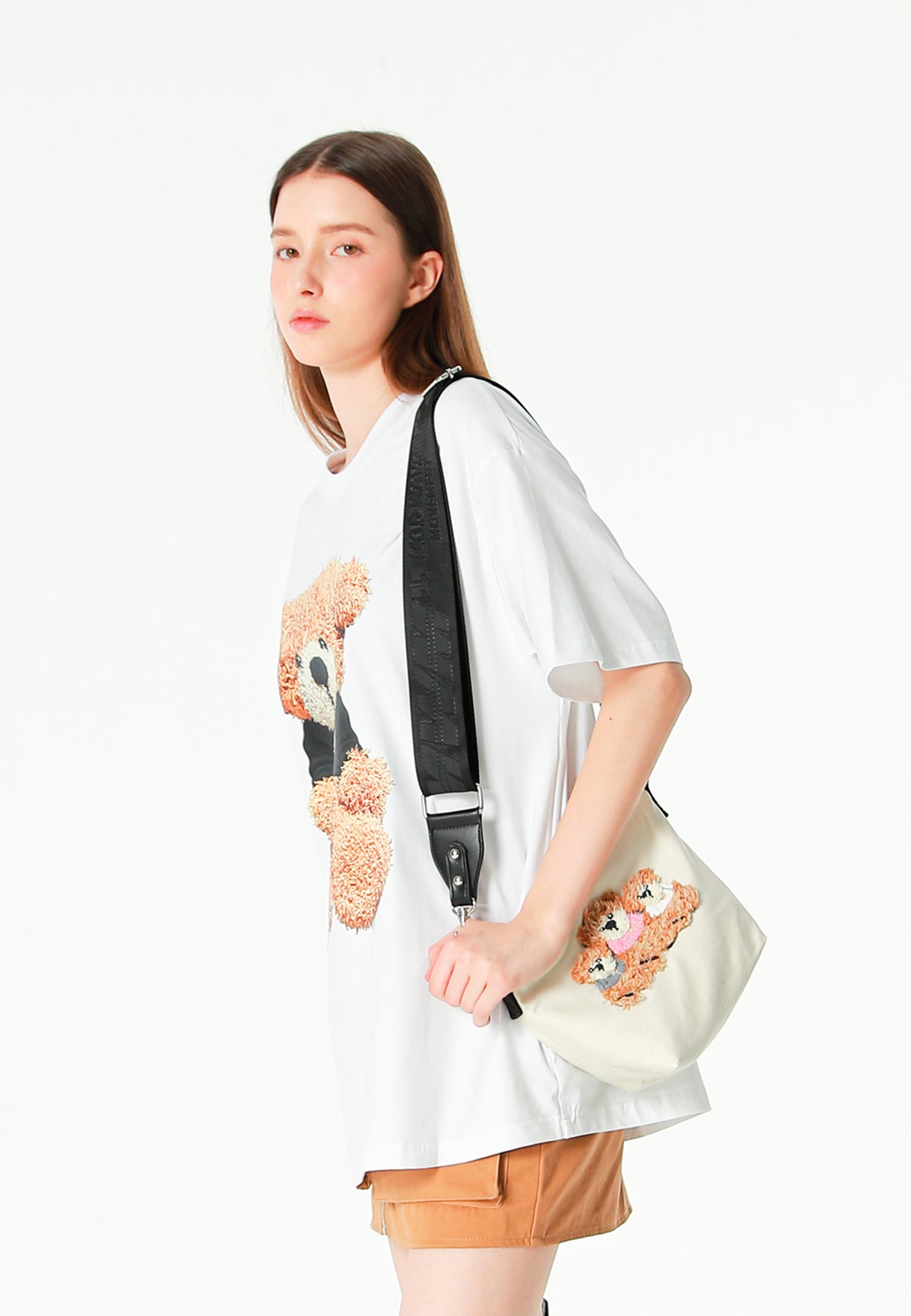 Bolso bandolera con osos Teddy y correa ancha | MWM [PS_COLORS:ECRU]