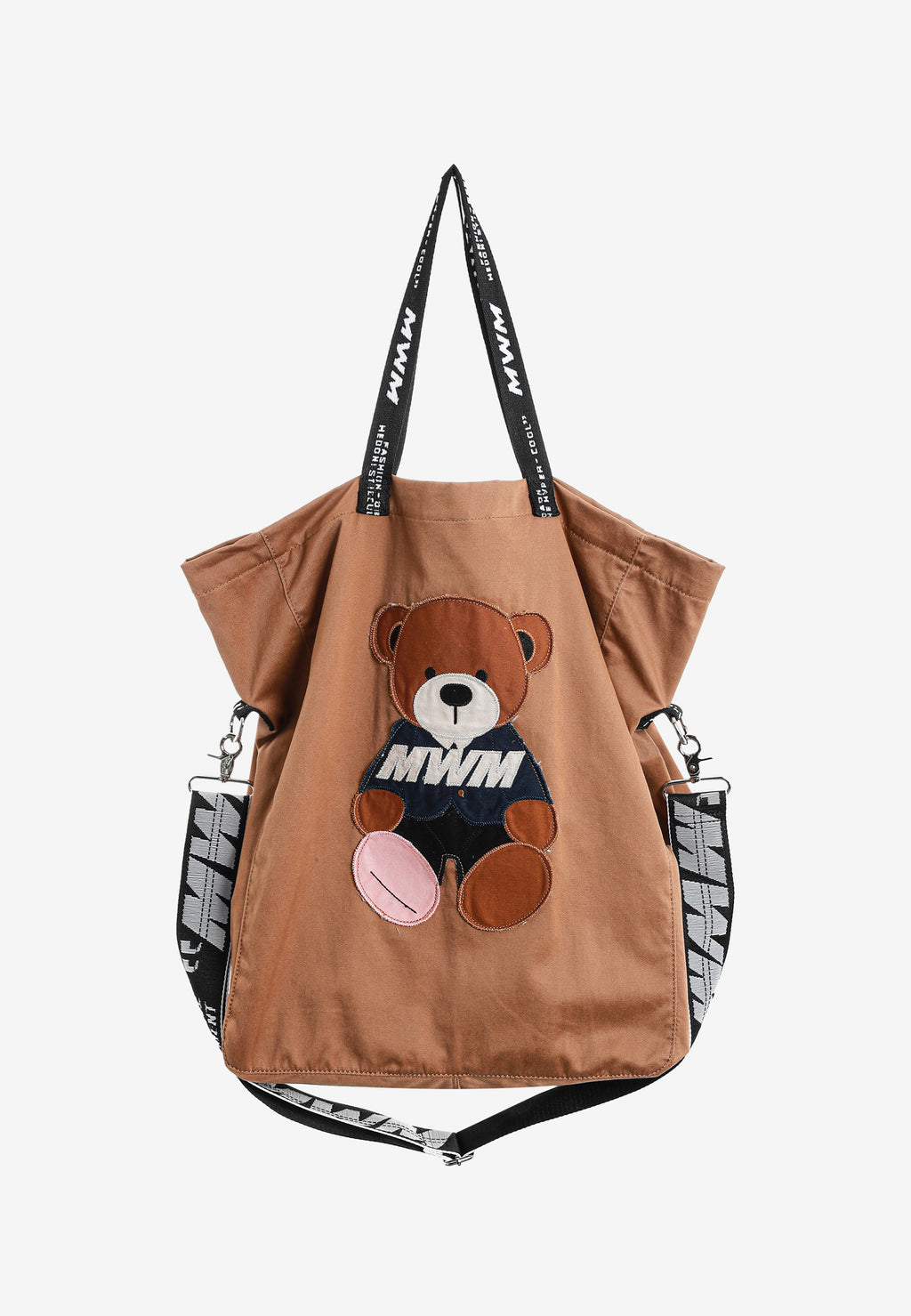 Bolso shopper con parche de oso Teddy y bandolera | MWM [PS_COLORS:CAMEL]