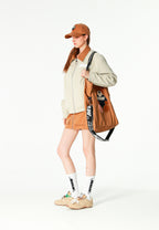 Bolso shopper con parche de oso Teddy y bandolera | MWM [PS_COLORS:CAMEL]