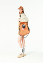 Bolso shopper con parche de oso Teddy y bandolera | MWM [PS_COLORS:CAMEL]