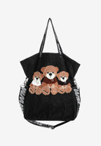 Bolso tote con osos Teddy y correa bandolera | MWM [PS_COLORS:BLACK]