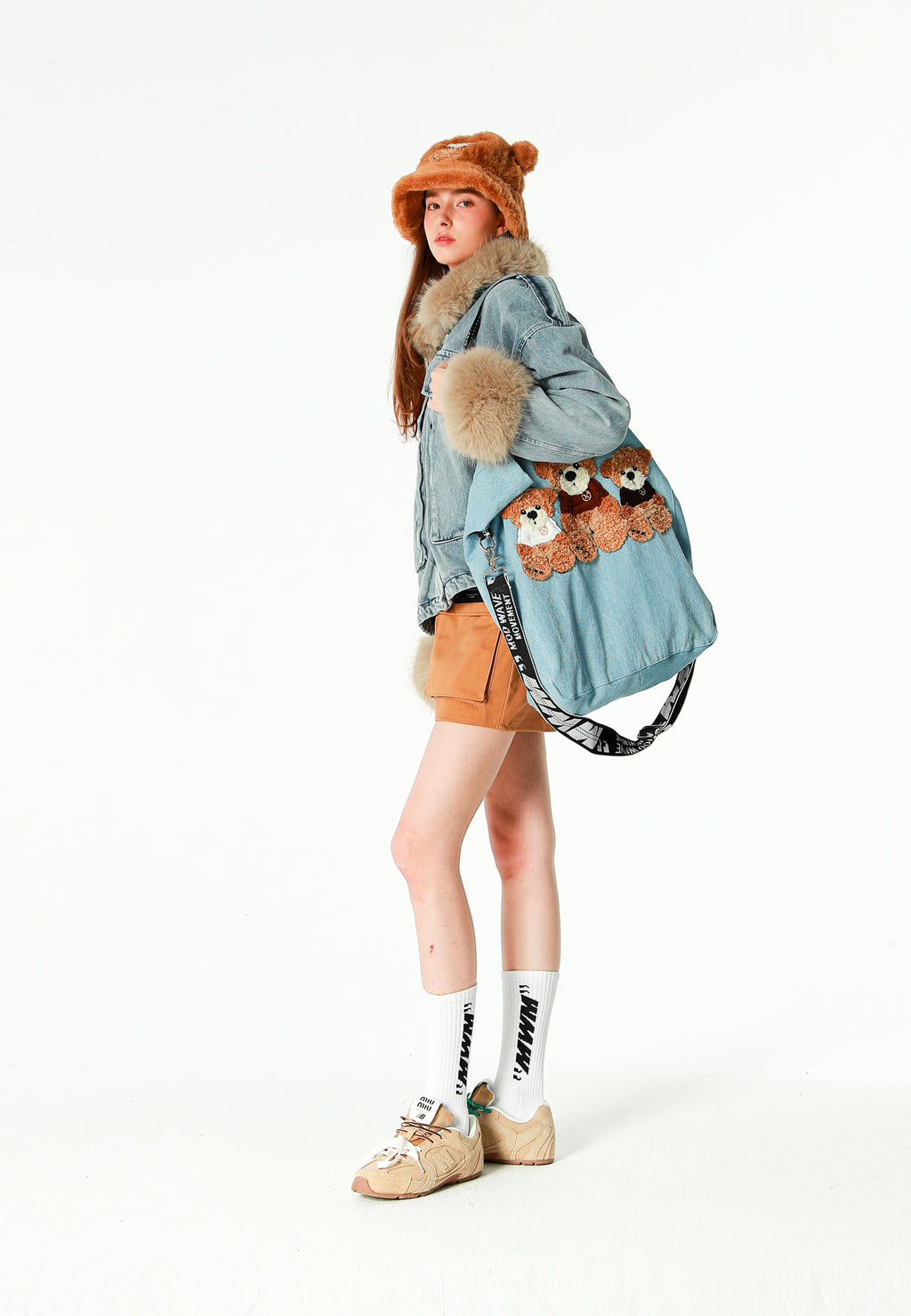 Bolso tote con osos Teddy y correa bandolera | MWM [PS_COLORS:BLUE]