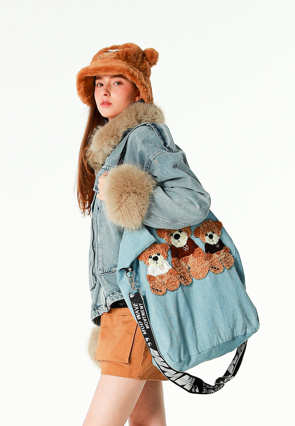 Bolso tote con osos Teddy y correa bandolera | MWM [PS_COLORS:BLUE]