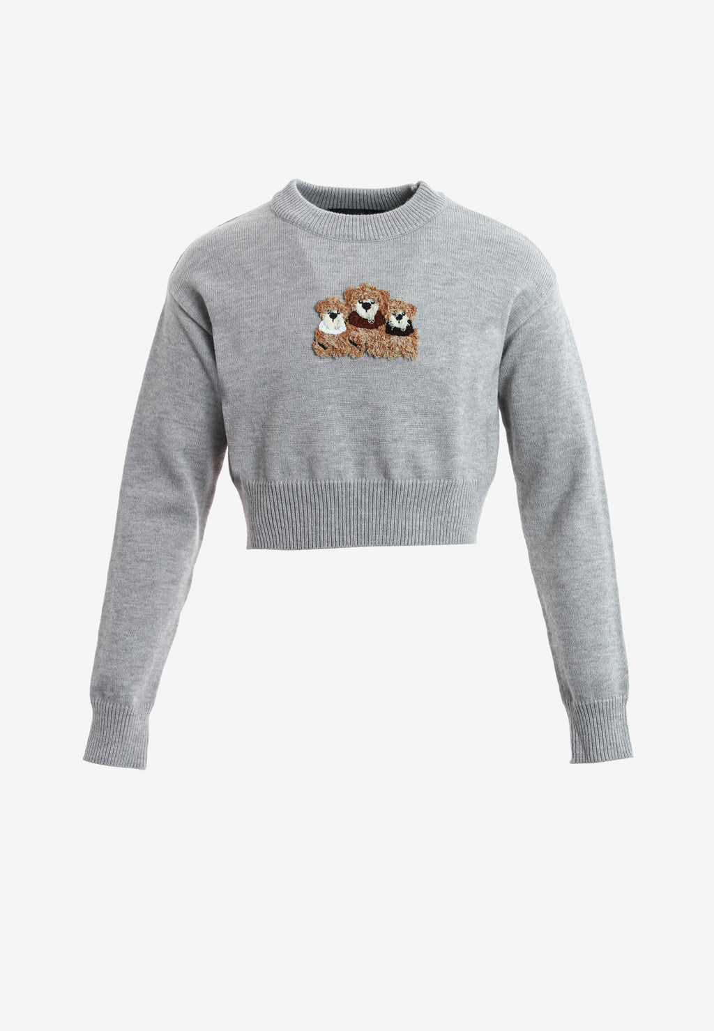 Jersey de mujer TEDDY corto de punto con parche Teddy texturizado en el frontal | MWM [PS_COLORS:GREY]