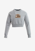 Jersey de mujer TEDDY corto de punto con parche Teddy texturizado en el frontal | MWM [PS_COLORS:GREY]