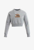 Jersey de mujer TEDDY corto de punto con parche Teddy texturizado en el frontal | MWM [PS_COLORS:GREY]