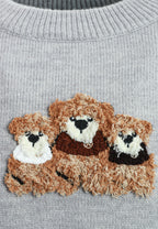Jersey de mujer TEDDY corto de punto con parche Teddy texturizado en el frontal | MWM [PS_COLORS:GREY]