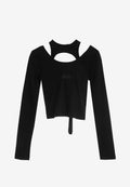 Top ajustado de manga larga con cuello cut-out y tirantes integrados | MWM [PS_COLORS:UNASSIGNED]