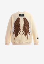 Sudadera Wings de corte relajado con estrellas frontales y doble parche de alas en la espalda | MWM [PS_COLORS:BEIGE]