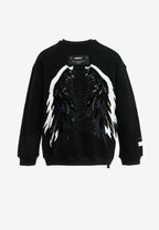 Sudadera Wings de corte relajado con estrellas frontales y doble parche de alas en la espalda | MWM [PS_COLORS:BLACK]