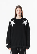 Sudadera Wings de corte relajado con estrellas frontales y doble parche de alas en la espalda | MWM [PS_COLORS:BLACK]