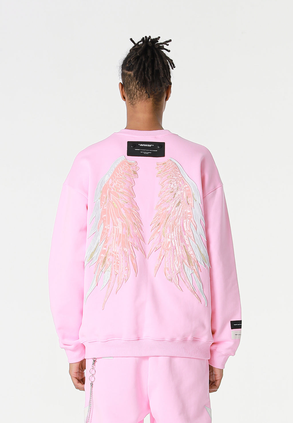 Sudadera Wings de corte relajado con estrellas frontales y doble parche de alas en la espalda | MWM [PS_COLORS:PINK]