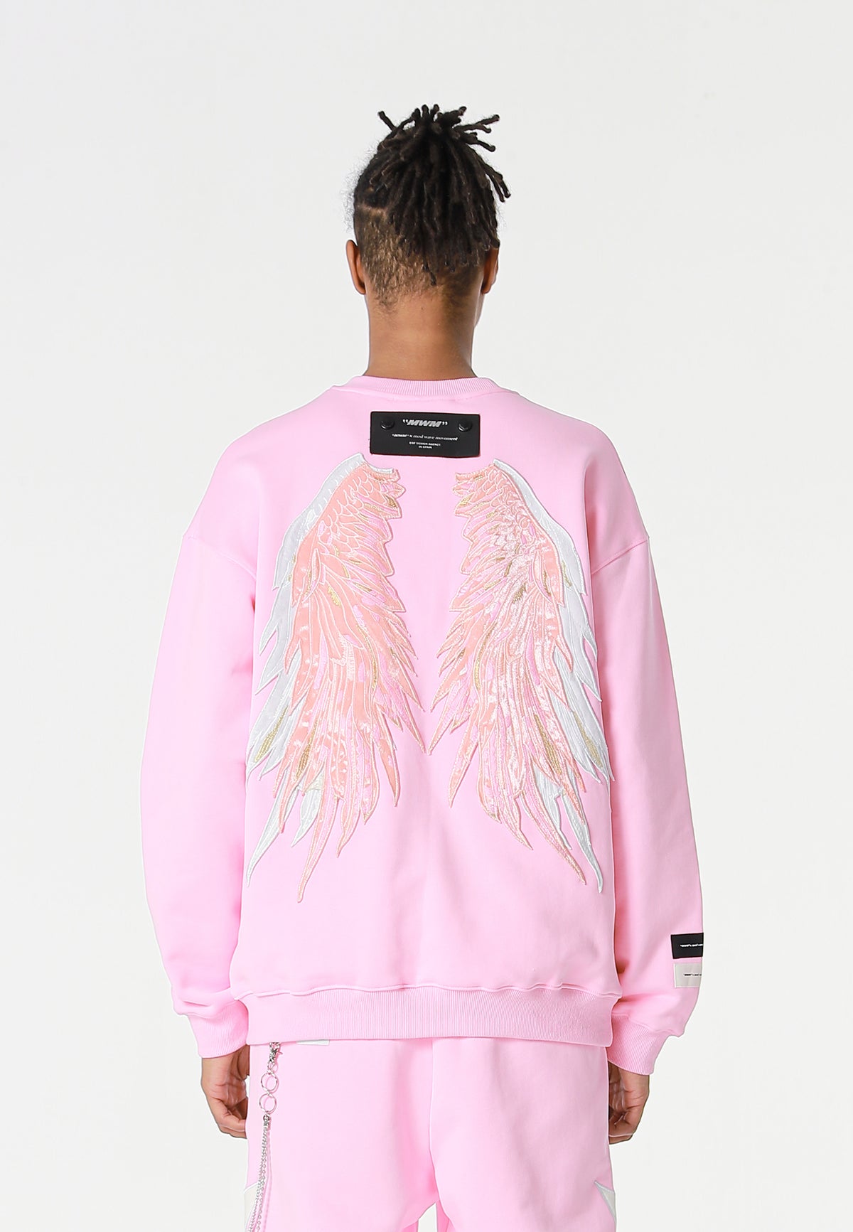 Sudadera Wings de corte relajado con estrellas frontales y doble parche de alas en la espalda | MWM [PS_COLORS:PINK]