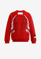 Sudadera Wings de corte relajado con estrellas frontales y doble parche de alas en la espalda | MWM [PS_COLORS:RED]