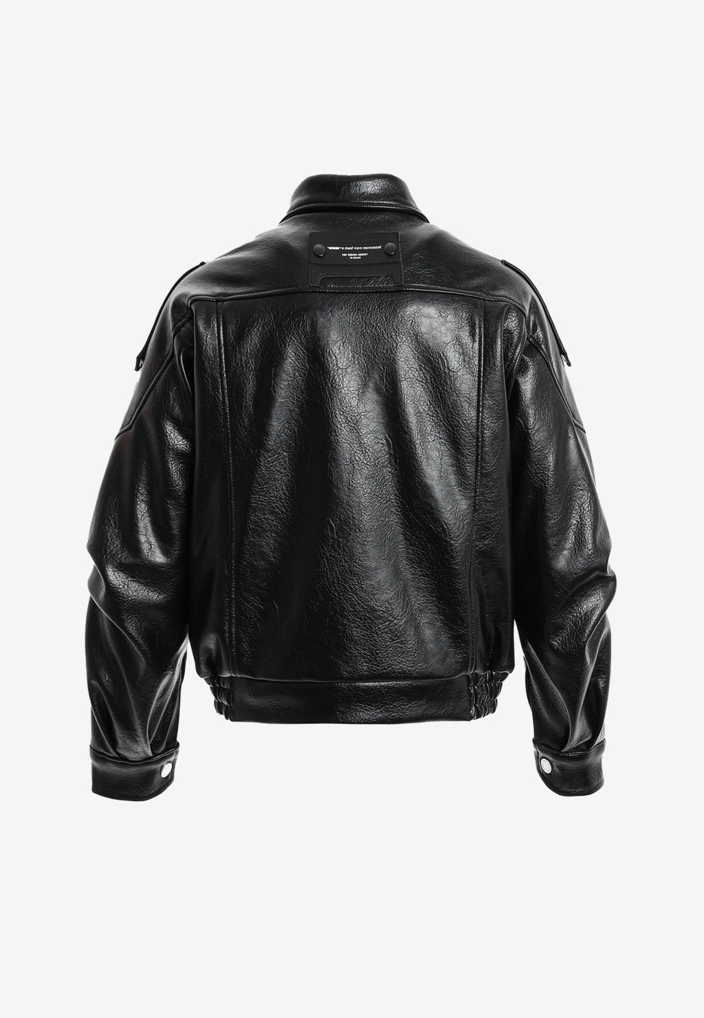 Chaqueta efecto piel con cierre cruzado asimétrico y cuello alto | MWM [PS_COLORS:BLACK]