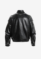Chaqueta efecto piel con cierre cruzado asimétrico y cuello alto | MWM [PS_COLORS:BLACK]