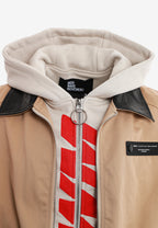 Chaqueta de doble capa con capucha interior y cremallera frontal | MWM [PS_COLORS:BEIGE]