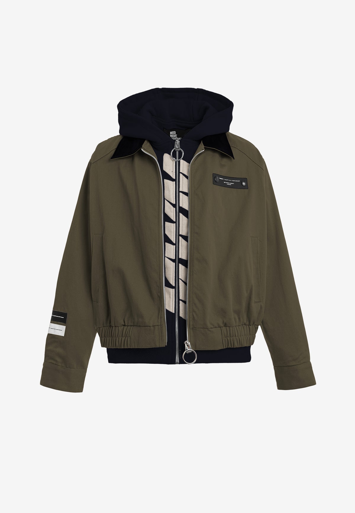 Chaqueta de doble capa con capucha interior y cremallera frontal | MWM [PS_COLORS:BROWN]