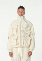Abrigo puffer técnico con multibolsillos, cuello alto y forro térmico extraíble | MWM [PS_COLORS:ECRU]