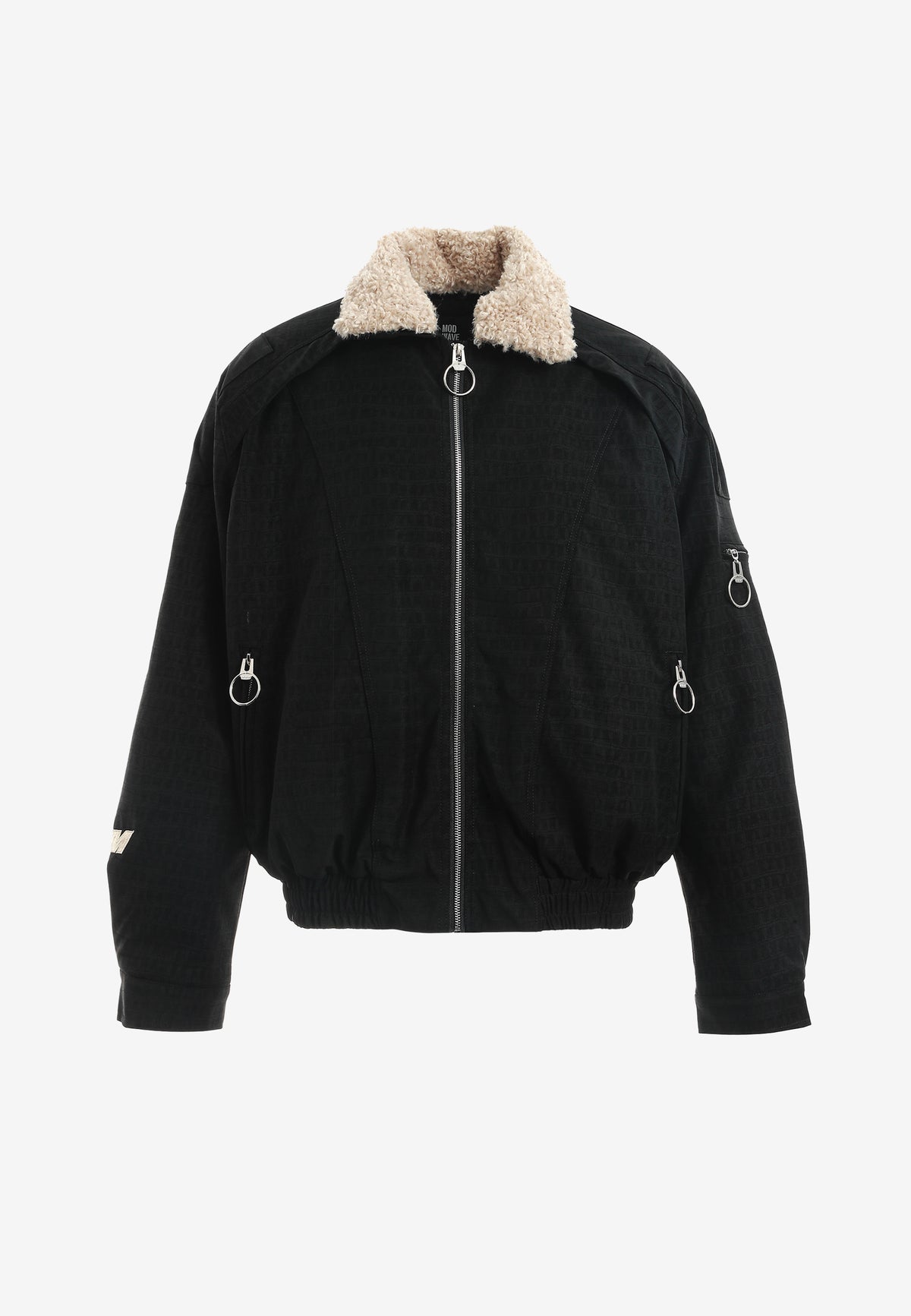 Chaqueta aviador efecto cocodrilo con cuello de borrego y parche de cruz | MWM [PS_COLORS:UNASSIGNED]