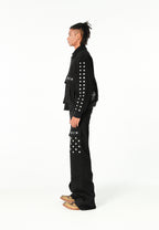 Chaqueta bomber vaquera con grandes bolsillos frontales y botones MWM en las mangas | MWM [PS_COLORS:BLACK]